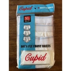 NWT Tgree Pair Cupid brand cotton blend boys XL fly front briefs. Waist 26-27